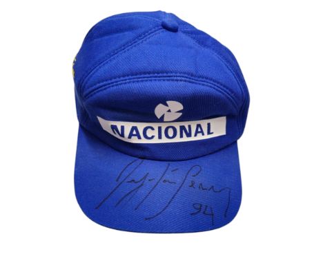 Aryton Senna signed Nacional Baseball Cap dated 1994. Good condition. All autographs come with a Certificate of Authenticity.