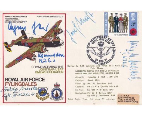 RAF Fylingdales Signed by 5 German Luftwaffe Pilots. Hans Rossbach Series (47). 25 Aug 71 BFPS 1170 70th Anniversary of the R