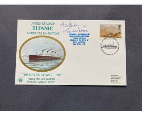 1912 Titanic survivor Beatrice Sandstrom signed rare 1994 Wessex Maiden Voyage cover. The Sandstroms boarded the Titanic at S