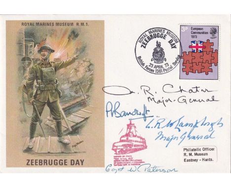 RM Zeebrugge Day Signed A R Chater, C R W Lamplough in the action 1918 WW1 Veteran's. 23 Apr 73 - BFPS 1361 Zeebrugge Day wit