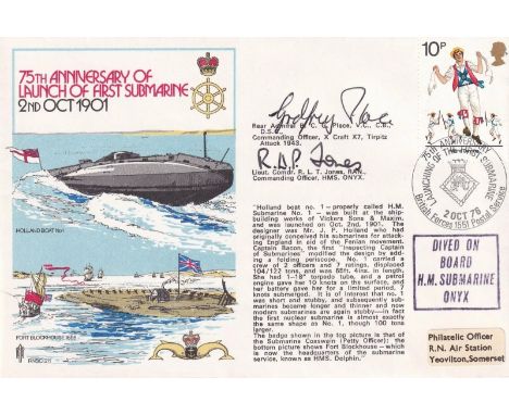 Rare Victoria Cross winner Godfrey Place VC signed Navy Sub cover. 75th Anniv Launch 1st Submarine Signed D C G Place VC Hold