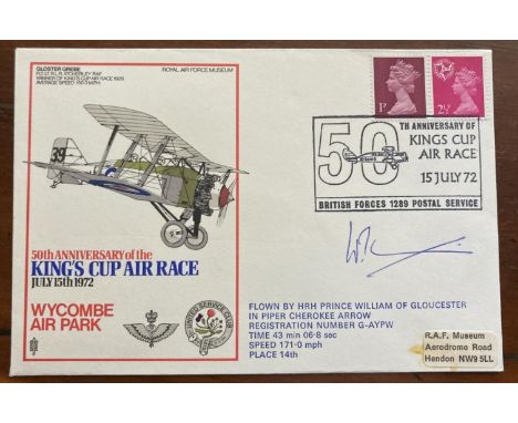 Rare Prince William of Gloucester signed Kings Cup Air Race cover, signed only a few months before his tragic death. Prince W