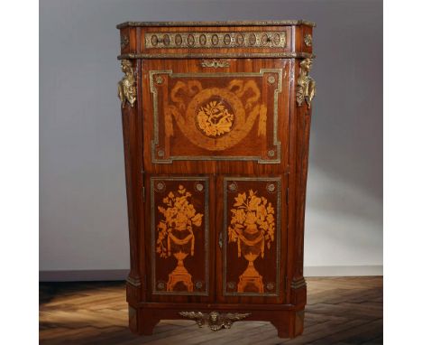 A finely crafted Louis XVI-style secretaire cabinet, made in Egypt and distributed by Worldwide Antiques. This exquisite piec