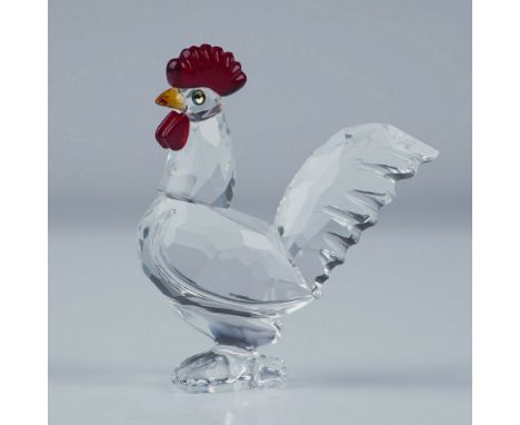 Charming Swarovski Crystal Cockerel figurine from The Peaceful Countryside collection. Crafted primarily from clear crystal, 
