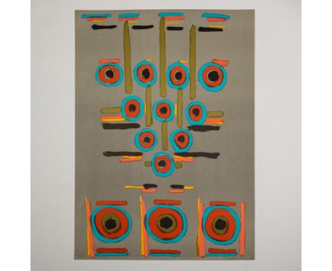 Original color screenprint on laid paper entitled Clocks of Time by American Abstract Expressionist artist Betty Parsons. She