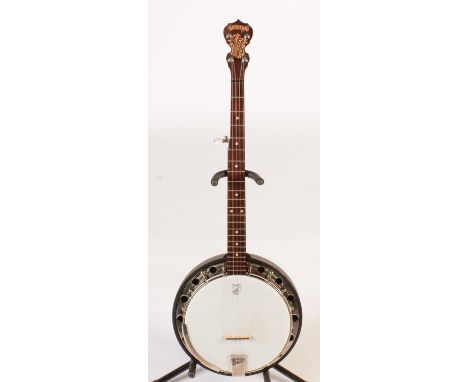 A Deering Goodtime 2 Special Classic Five string Banjo, in stained maple, with maple resonator and steel tone ring, Stagg har