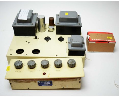 A Pye PF91 mono amplifier with ECL 33/35 valves (for restoration), and matching PF91A pre-amplifier.