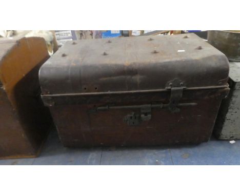 A Vintage Scumble Glazed Metal Traveling Trunk, 64cm Long 