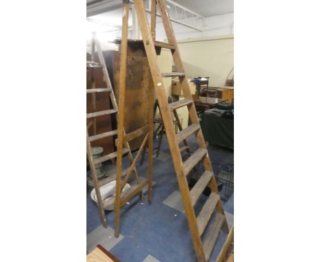 A Vintage Wooden Seven Step Step Ladder 