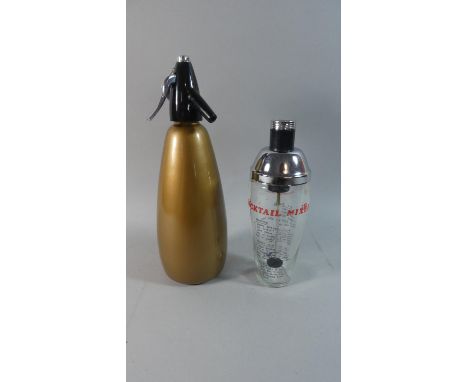 A Vintage Glass Cocktail Mixer and a Soda Siphon 