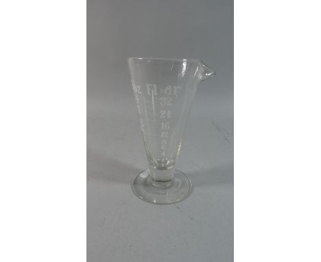 An Etched Measuring Glass Flask, 15cm high 