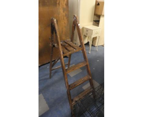 A Vintage Three Step Wooden Step Ladder 