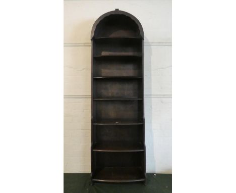 An Arched Topped Seven Shelf Oak Waterfall Bookcase, 53cm Wide 