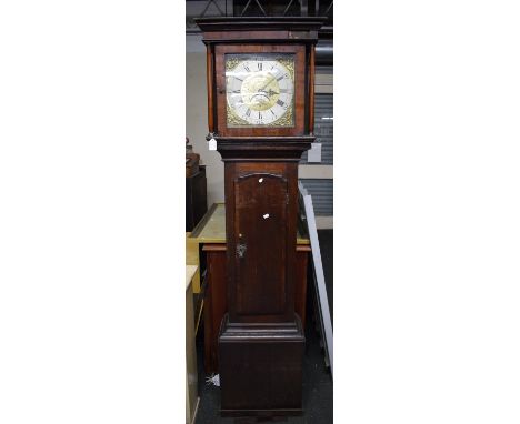 A 19th Century Oak Long Cased Clock with 12" Brass Dial Having Silvered Chapter Ring, Date Indicator and Signed James Bonn, M