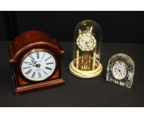Westminster chime mantel clock, with a quartz movement, a Kundo anniversary clock and a Concept glass clock, (3)