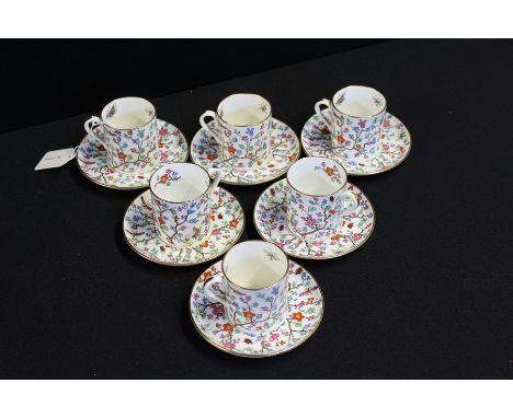 Spode Shanghai pattern coffee service, pattern number R4405, decorated with butterflies and insects amongst foliage, consisti