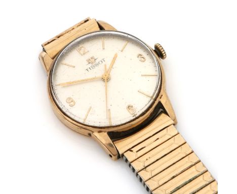 Tissot 9 carat gold gentleman's wristwatch, the signed white dial with Arabic and baton numerals, manual wound, the case 31mm