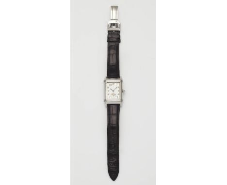 Jaeger LeCoultre Grande ReversoEdelstahl. Rechteckige Herrenarmbanduhr mit Wendegehäuse und Saphirglas. Guillochiertes Metall