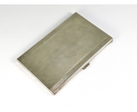CIGARETTE CASE. A 1940's 800 standard cigarette case with engine turned decoration. 8 x 12.5cm. Approx. 191.7g.
