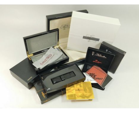 PEN BOXES. Four empty pen boxes: a Delta Artigiani Della Scrittura with pamphlet, certificate & cartridges in outer box; a la