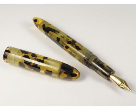 EDISON PEN COMPANY. An Edison Pen Company Herald Grande fountain pen. 18ct. gold Edison B (broad) nib. ED filler. The tortois