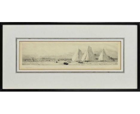 WILLIAM LIONEL WYLLIE RA RE (BRITISH 1851 - 1931), RYDE WWEK - YACHT RACING IN THE SOLENT etching on paper, signedmounted, fr
