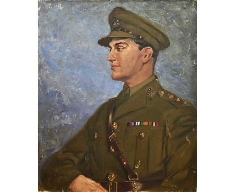 * ALAN J BOWYER (BRITISH 1902 - 1986), PORTRAIT OF A BRITISH OFFICER  oil on canvas, signedunframedoverall size 76cm x 64cm 