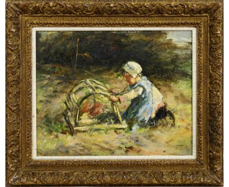ROBERT GEMMELL HUTCHISON RSA RBA ROI RSW (SCOTTISH 1855 - 1936) THE RABBIT HUTCH THE RABBIT HUTCHoil on board, signed, titled