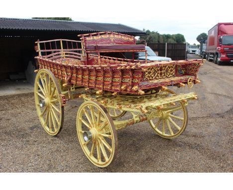 FOUR-WHEELED POT WAGON believed to be by Jarrett, on traditional semi-elliptic springs, a cream chassis decorated with gold l