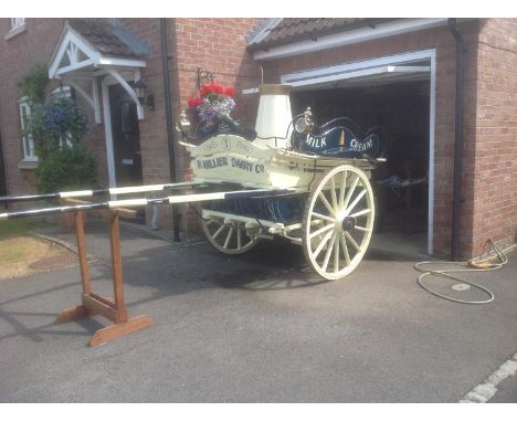 DAIRY FLOAT, made by James Plater and Sons, a coachmaker local to Haddenham in Buckinghamshire. Two wheeled Trade Show vehicl