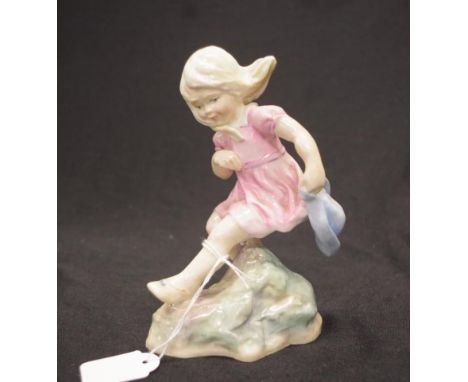 Royal Worcester "March" figurine #3454, a young girl with a hat , modelled by F.G. Doughty, height 16cm approx