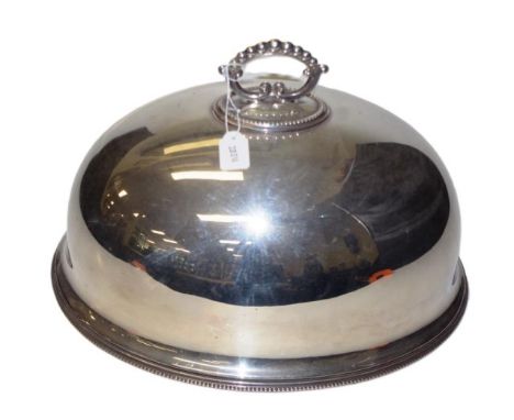 Good silver plate meat domed cover with decorative removable handle, marked for Harrison Brothers and Howson, Sheffield, (dia