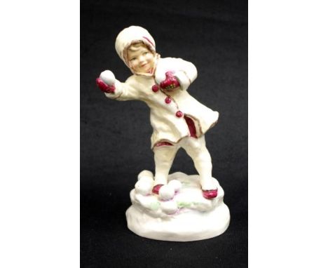 Royal Worcester "December" figurine #3488, a young girl playing with snow balls, modelled by F.G. Doughty, height 16cm approx