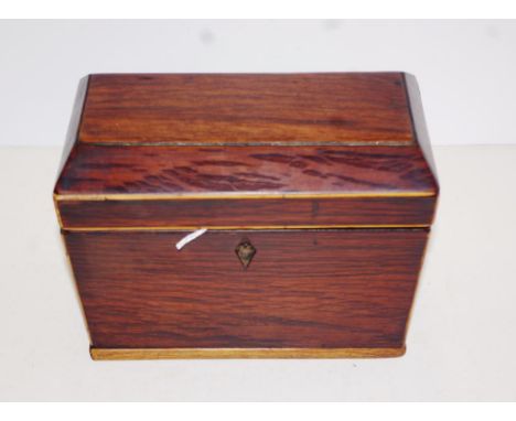 Georgian period Australian casuarina tea caddy c1810s, with inlaid and side ring handles,