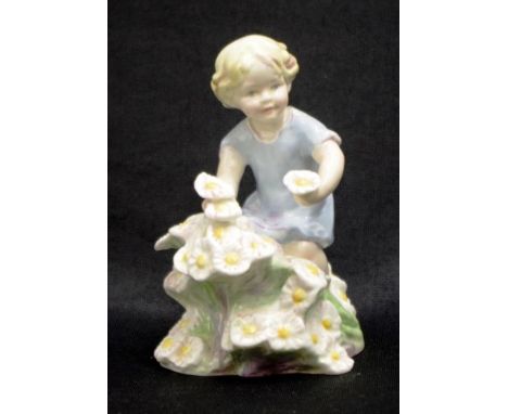 Royal Worcester "May" figurine #3455, a young girl picking flowers, modelled by F.G. Doughty, height 13cm approx