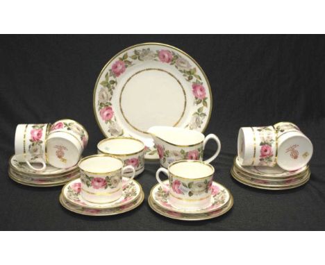 Royal Worcester "Royal Garden" tea set twenty one pieces comprising 6 6 trios, sugar &amp; creamer, and a cake plate.