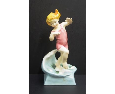 Royal Worcester "July" figurine #3440, a young girl splashing in the waves, modelled by F.G. Doughty, height 17cm approx