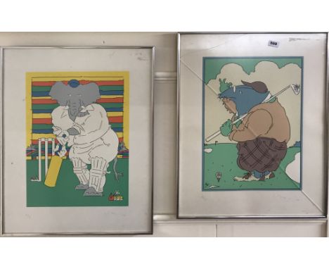 Two framed pencil signed limited edition lithographs Babar the Elephant, artists proof and a further print of Mole 26/30.