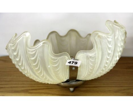 An Art Deco Odeon type chrome and glass shell ceiling light.
