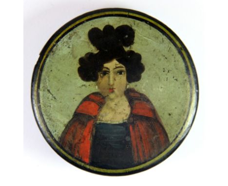 An 18th century Portuguese papier mache snuff box. D. 7.5cms