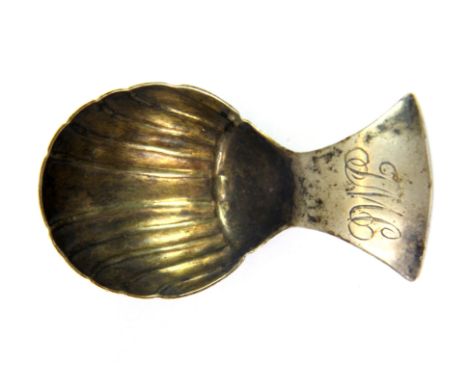 A Georgian white metal (tested silver) caddy spoon.