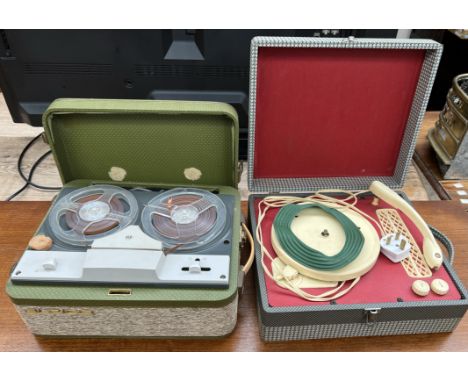 An Elpico reel to reel tape player together with a Regentone record player 