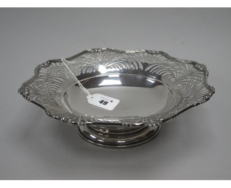 A Decorative Hallmarked Silver Dish, J R Ogden &amp; Sons Ltd, Birmingham 1932, of shaped circular form, with pierced border 