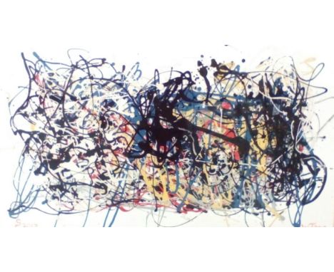Shaun Greenhalgh original artwork - Abstract "After Jackson Pollock" Painted by Shaun Greenhalgh &amp; Waldemar Januszczak (B