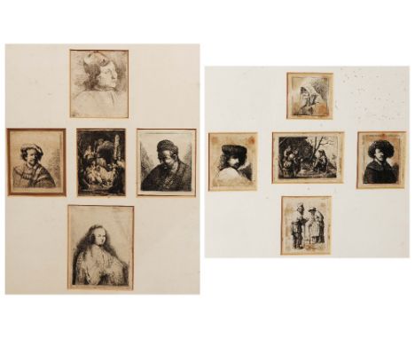 AFTER REMBRANDT The Little Jewish Bride (Saskia as St. Catherine), 11 x 8cm; twelve further similar portrait engravings and t