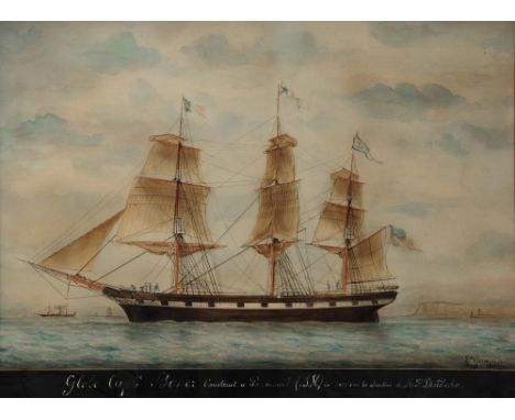 LOUIS HONORE FREDERIC GAMAIN (1803-1871) 'Globe Capne Baker Construit a Portsmouth (S.H.) en 1851 sous la Direction de M.P. D