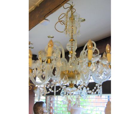Large mid 20th Century glass eight light electrolier 