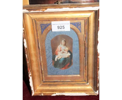 Antique gilt framed miniature portrait of Madonna and child 