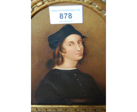 Watercolour, portrait of Raphael after the antique, housed in a gilt Florentine style cabinet frame, 8.25ins x 7.5ins overall