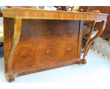 Early 20th Century figured walnut, rosewood and line inlaid console table in Regency style, 61.5ins x 22ins 